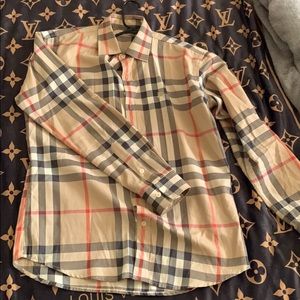 Burberry Brit Camel Cheque Print Collared Shirt